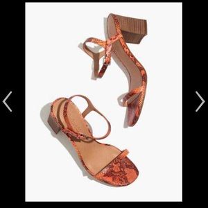 Madewell Holly ankle strap snake embossed sweet tulip sandals